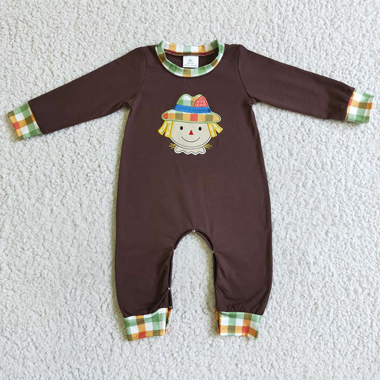 USA Shop Baby Boys Infant Long Sleeves Embroidery Scarecrow Fall Romper
