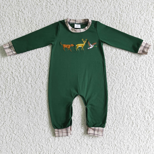 USA Shop Baby Boys Long Sleeves Embroidery Duck Deer Dog Hunting Romper
