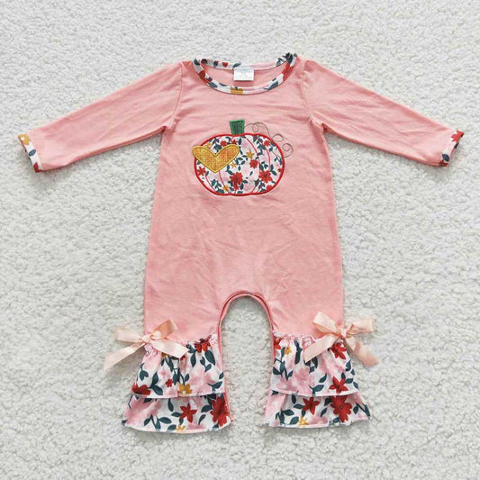 USA Shop Baby Girls Infant Long Sleeves Embroidery Pumpkin Flower Fall Romper