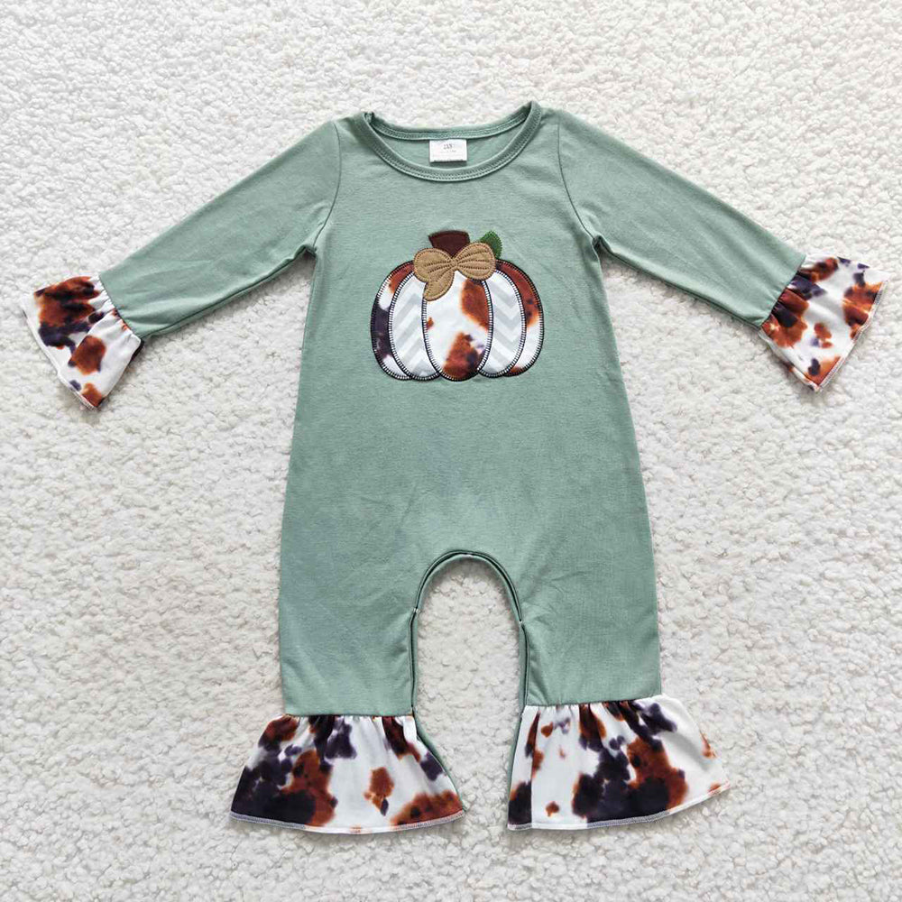 USA Shop Baby Girls Infant Long Sleeves Pumpkin Cow Print Romper