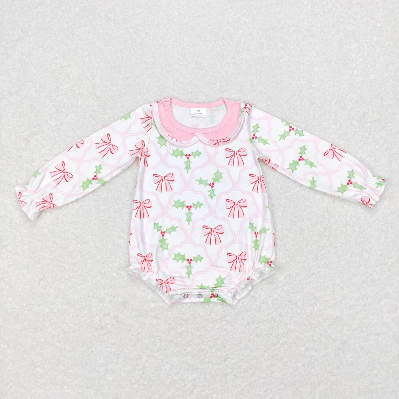 USA Shop Baby Girls Long Sleeves Christmas Bows Bubble Romper