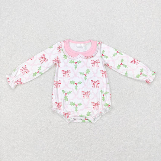 USA Shop Baby Girls Long Sleeves Christmas Bows Bubble Romper