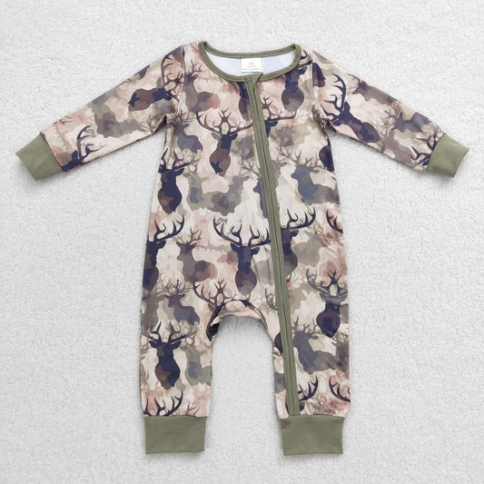 USA Shop Baby Boys Infant Long Sleeves Camo Deer Zipper Romper