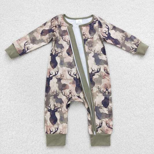 USA Shop Baby Boys Infant Long Sleeves Camo Deer Zipper Romper