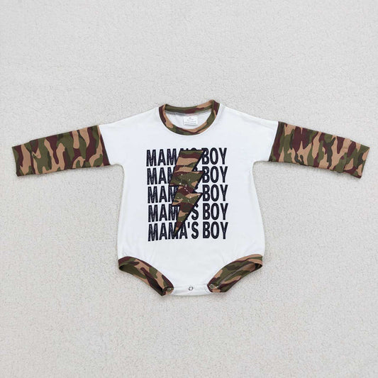 USA Shop Baby Boys Kids Long Sleeves Mama's Boy Camo Romper