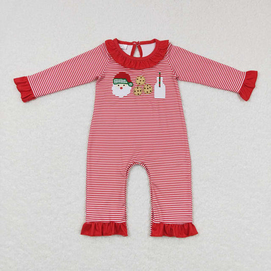 USA Shop Baby Girls Infant Embroidery Christmas Santa Cookie Stripes Romper