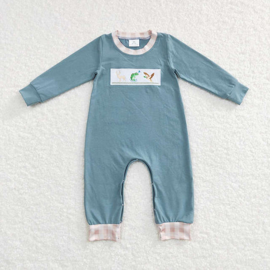 USA Shop Baby Boys Infants Embroidery Fishing Dogs Duck Romper