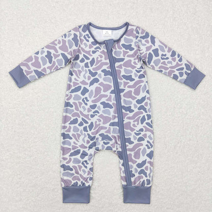 USA Shop Baby Boys Infant Long Sleeves Grey Camo Zipper Romper