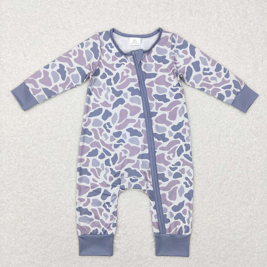 USA Shop Baby Boys Infant Long Sleeves Grey Camo Zipper Romper