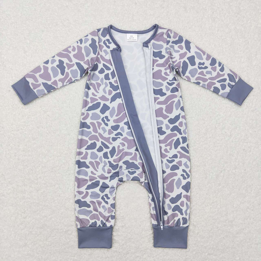 USA Shop Baby Boys Infant Long Sleeves Grey Camo Zipper Romper