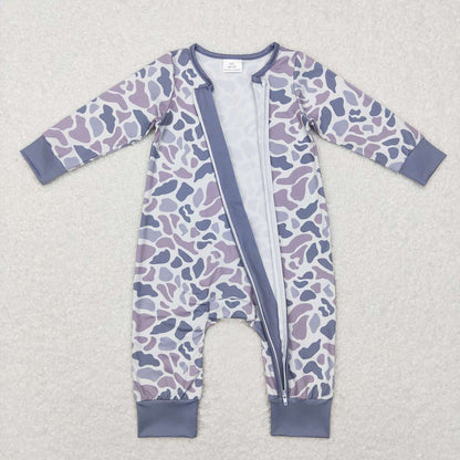USA Shop Baby Boys Infant Long Sleeves Grey Camo Zipper Romper