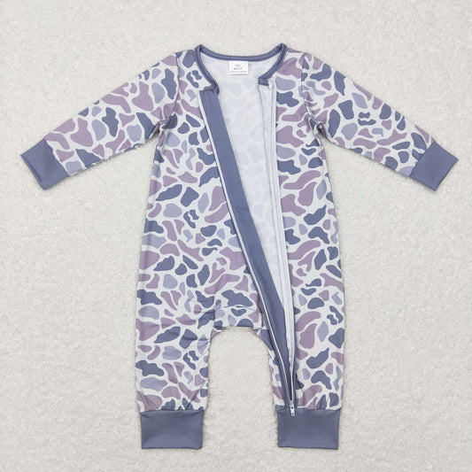 USA Shop Baby Boys Infant Long Sleeves Grey Camo Zipper Romper