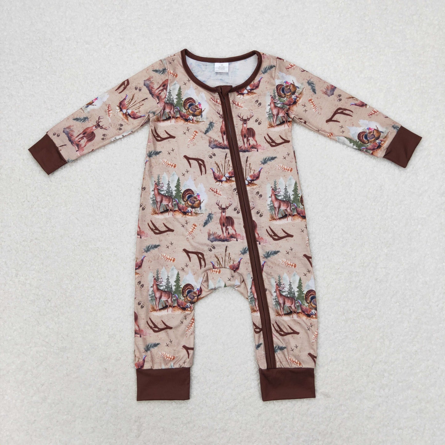 USA Shop Baby Boys Infant Long Sleeves Deer Zipper Bamboo Hunting Romper