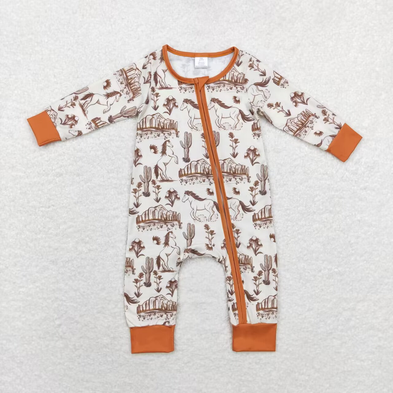 USA Shop Baby Boys Infant Long Sleeves Western Cactus Zipper Bamboo Romper