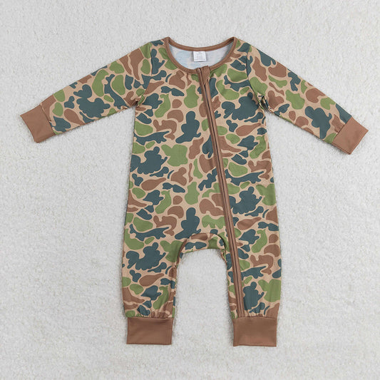USA Shop Baby Boys Infant Long Sleeves Camo Zipper Bamboo Romper