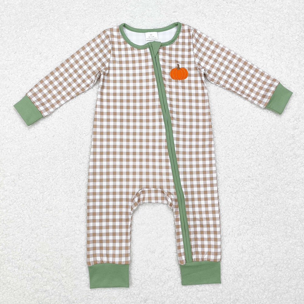 Baby Boy Girl Long Sleeves Pumpkins Zipper Sleeper Romper Sibling Fall Clothes