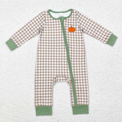 Baby Boy Girl Long Sleeves Pumpkins Zipper Sleeper Romper Sibling Fall Clothes