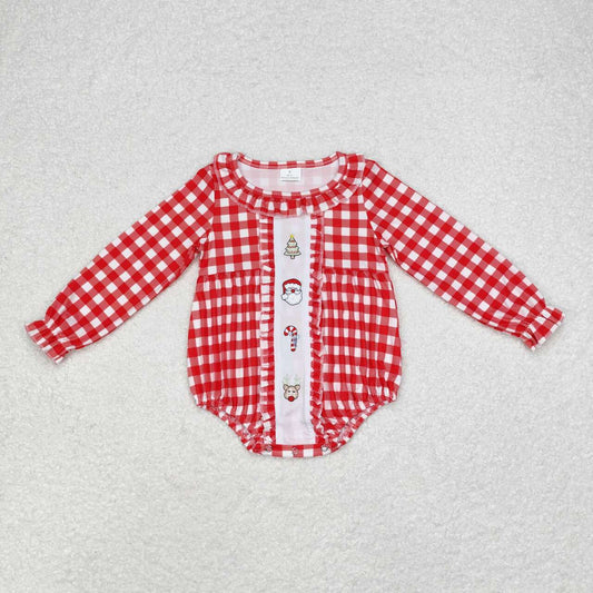 USA Shop Baby Girls Infant Long Sleeves Embroidery Christmas Santa Tree Romper