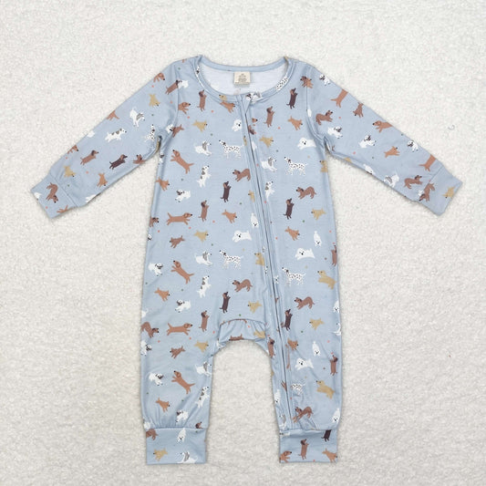 USA Shop Baby Infant Toddler Long Sleeves Dogs Zipper Romper Bamboo Clothes