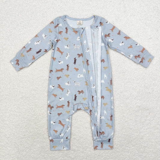 USA Shop Baby Infant Toddler Long Sleeves Dogs Zipper Romper Bamboo Clothes