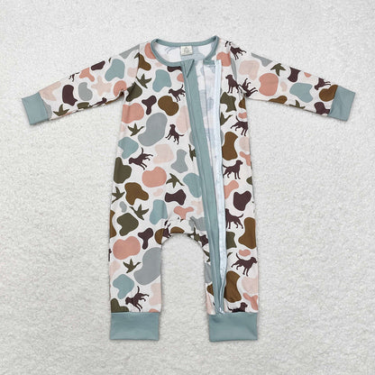 USA Shop Baby Boys Infant Long Sleeves Dogs Ducks Camo Zipper Bamboo Romper