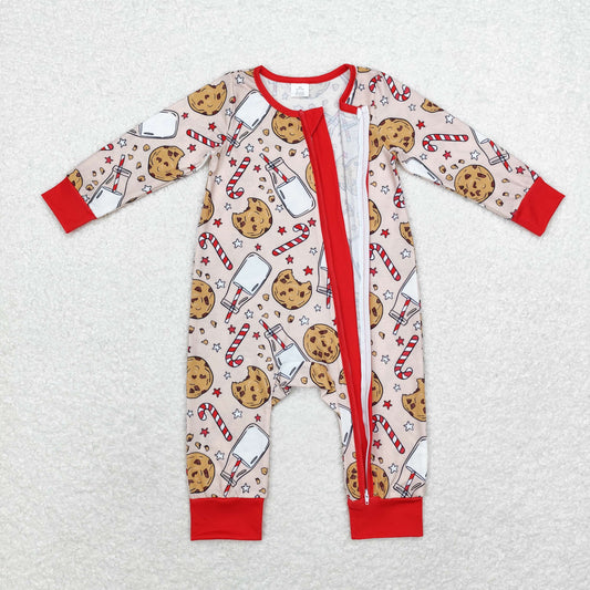USA Shop Baby Kids Infant Long Sleeves Christmas Cookie Milk Zipper Bamboo Romper