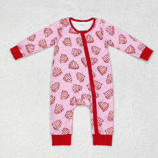 USA Shop Baby Girls Infant Long Sleeves Christmas Cakes Zipper Romper
