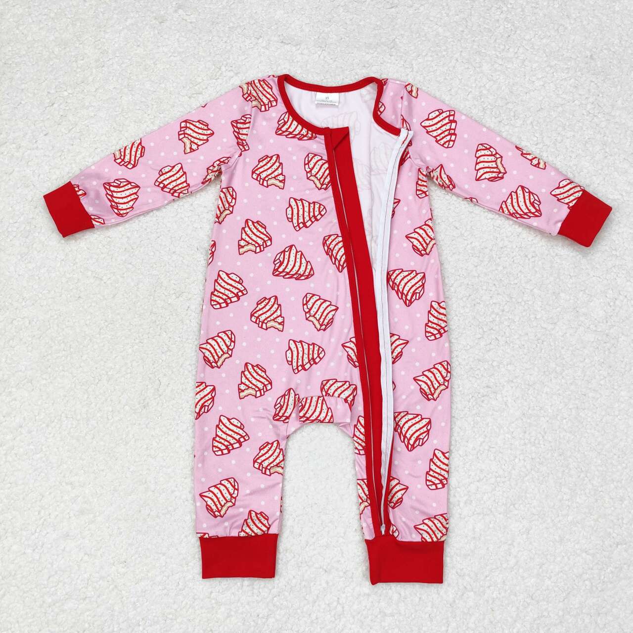 USA Shop Baby Girls Infant Long Sleeves Christmas Cakes Zipper Romper