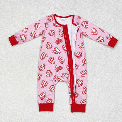 USA Shop Baby Girls Infant Long Sleeves Christmas Cakes Zipper Romper