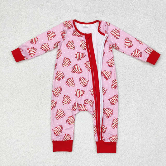 USA Shop Baby Girls Infant Long Sleeves Christmas Cakes Zipper Romper