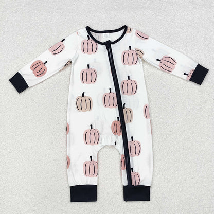 Baby Boy Girl Long Sleeves Pumpkins Zipper Sleeper Romper Sibling Fall Clothes