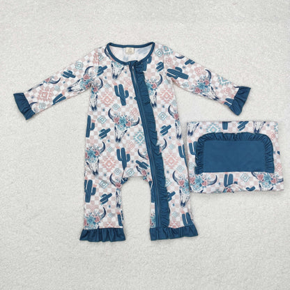 USA Shop Baby Girls Infant Western Cactus Aztec Bamboo Zipper Romper