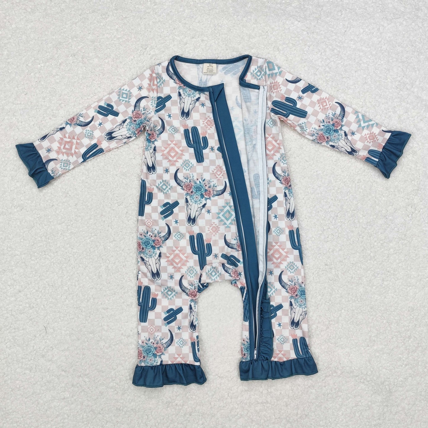 USA Shop Baby Girls Infant Western Cactus Aztec Bamboo Zipper Romper