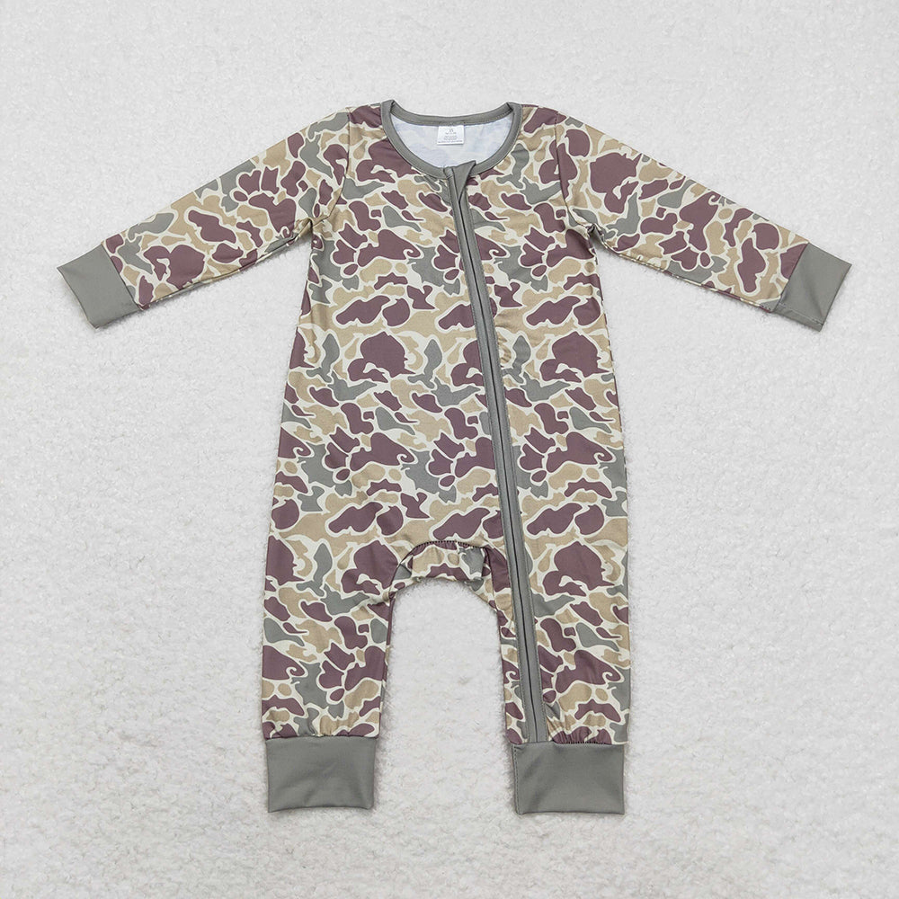 USA Shop Baby Boys Infant Long Sleeves Camo Zipper Bamboo Romper