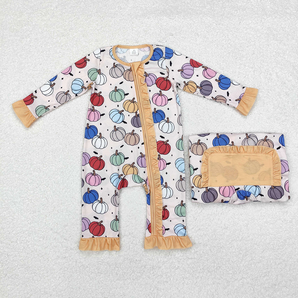 Baby Boy Girl Long Sleeves Pumpkins Zipper Sleeper Romper Sibling Fall Clothes