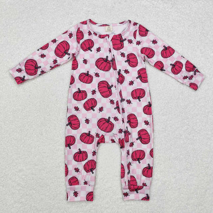 Baby Boy Girl Long Sleeves Pumpkins Zipper Sleeper Romper Sibling Fall Clothes