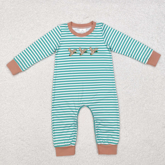 USA Shop Baby Boys Infant Long Sleeves Green Stripes Ducks Hunting Romper
