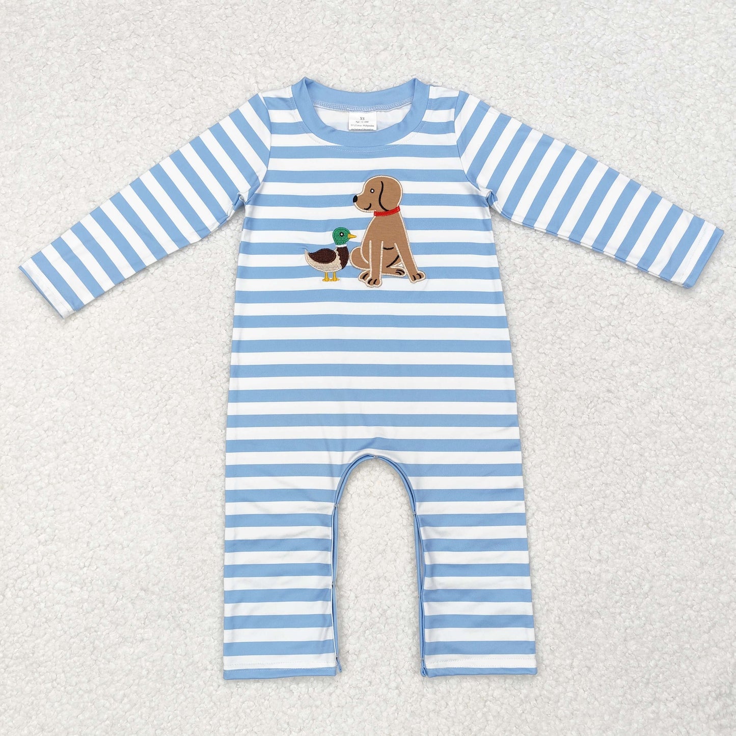 USA Shop Baby Boys Infant Long Sleeves Dog Duck Blue Stripes Romper