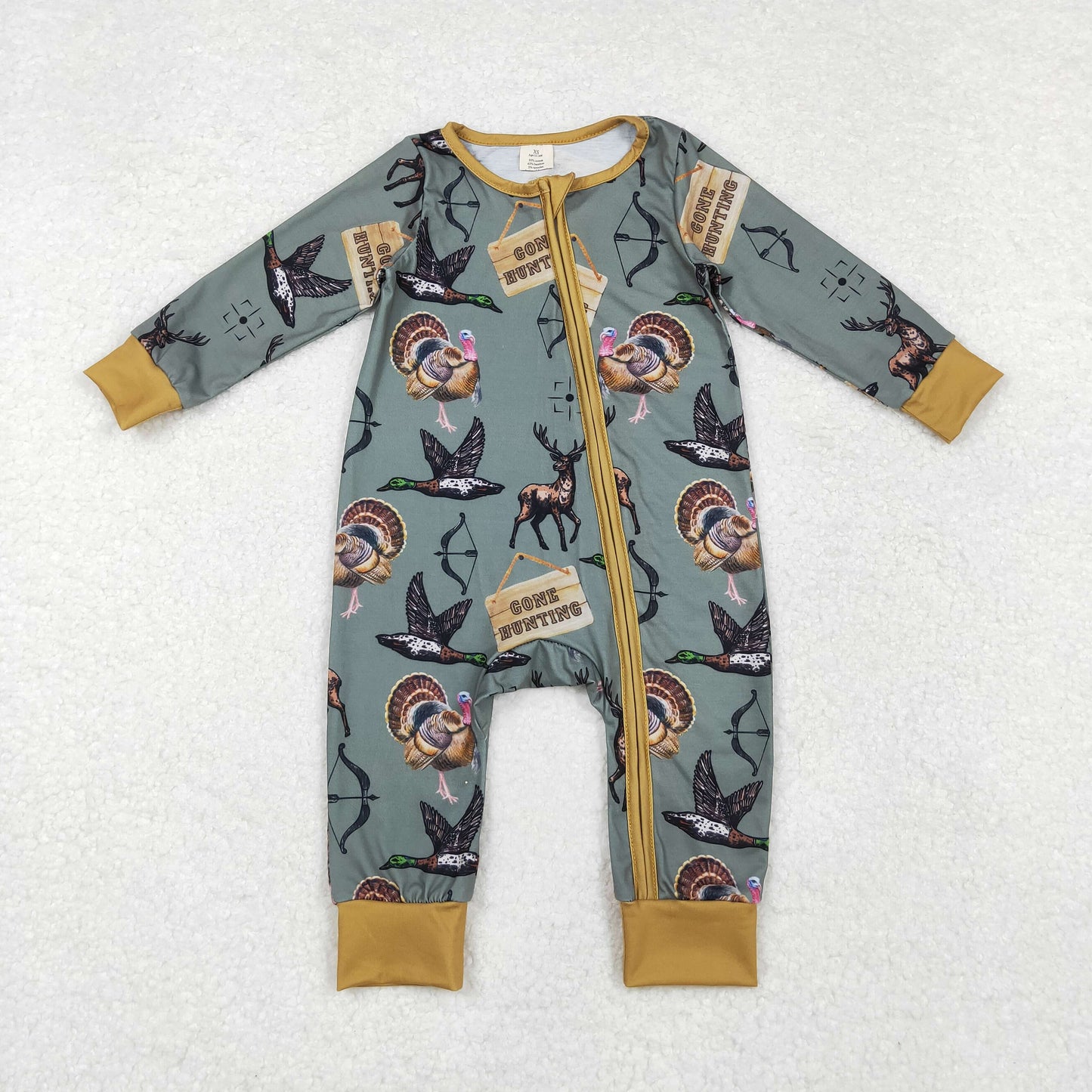USA Shop Baby Boys Infant Long Sleeves Deer Ducks Bamboo Hunting Zipper Romper
