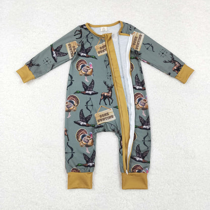 USA Shop Baby Boys Infant Long Sleeves Deer Ducks Bamboo Hunting Zipper Romper