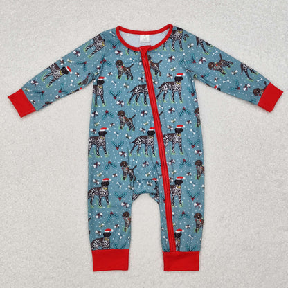 USA Shop Baby Boys Infant Long Sleeves Christmas Dogs Zipper Bamboo Romper