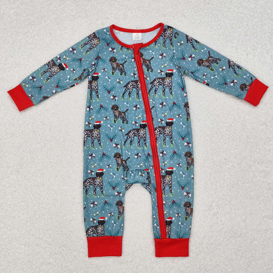 USA Shop Baby Boys Infant Long Sleeves Christmas Dogs Zipper Bamboo Romper