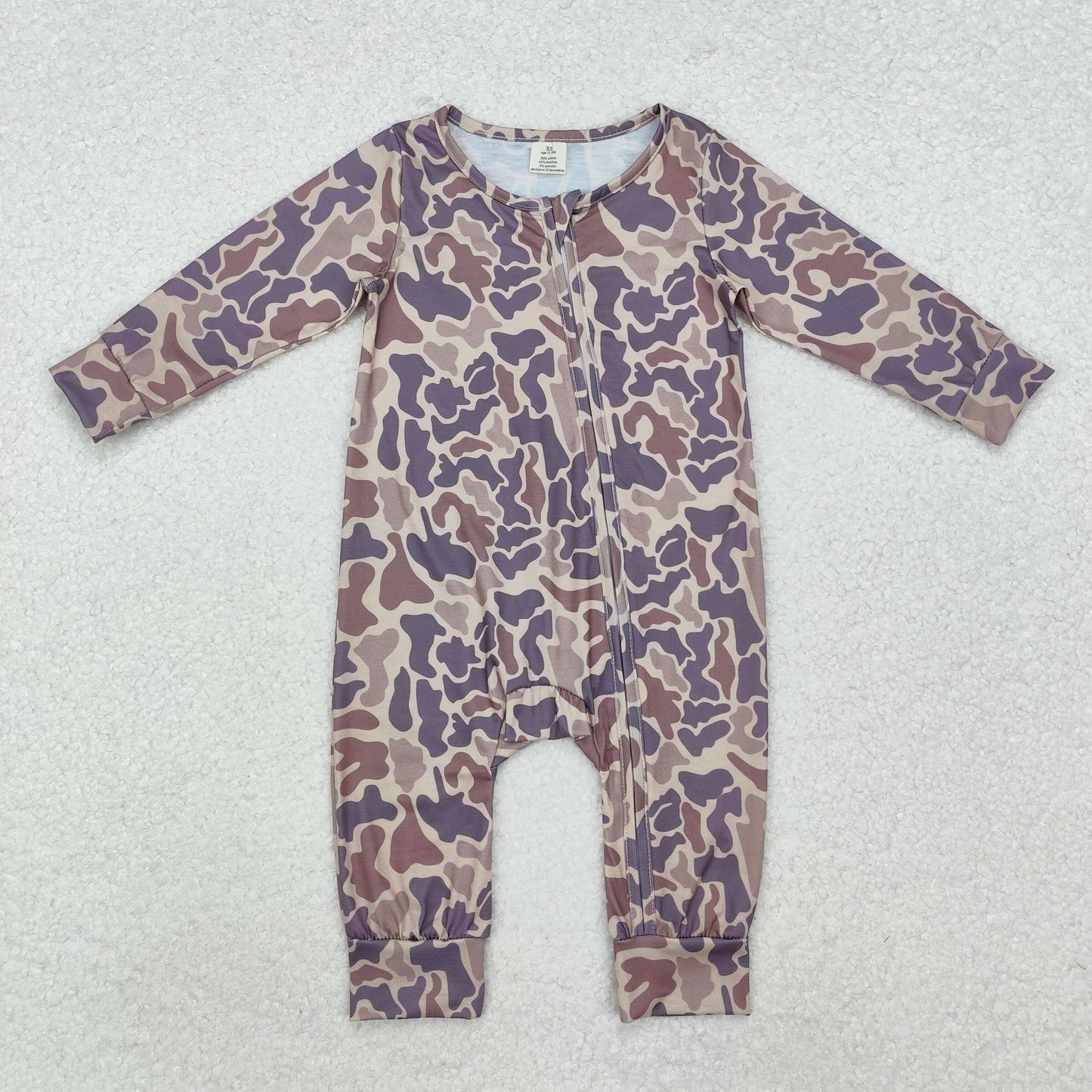 USA Shop Baby Boys Infant Long Sleeves Khaki Camo Zipper Bamboo Romper