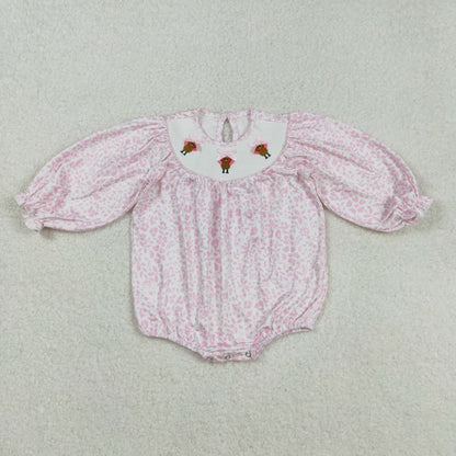 USA Shop Baby Girls Long Sleeves Plaid Smocked Embroidery turkey Thanksgiving Romper
