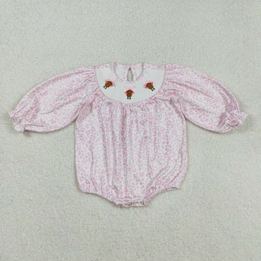 USA Shop Baby Girls Long Sleeves Plaid Smocked Embroidery turkey Thanksgiving Romper