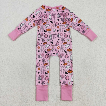 USA Shop Baby Girls Ghosts Pumpkins Bows Flower Halloween Zipper Footie Romper