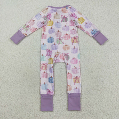 Sibling Baby Boys Girls Kids Fall Pumpkins Two-way Zipper Footie Sleeper Rompers