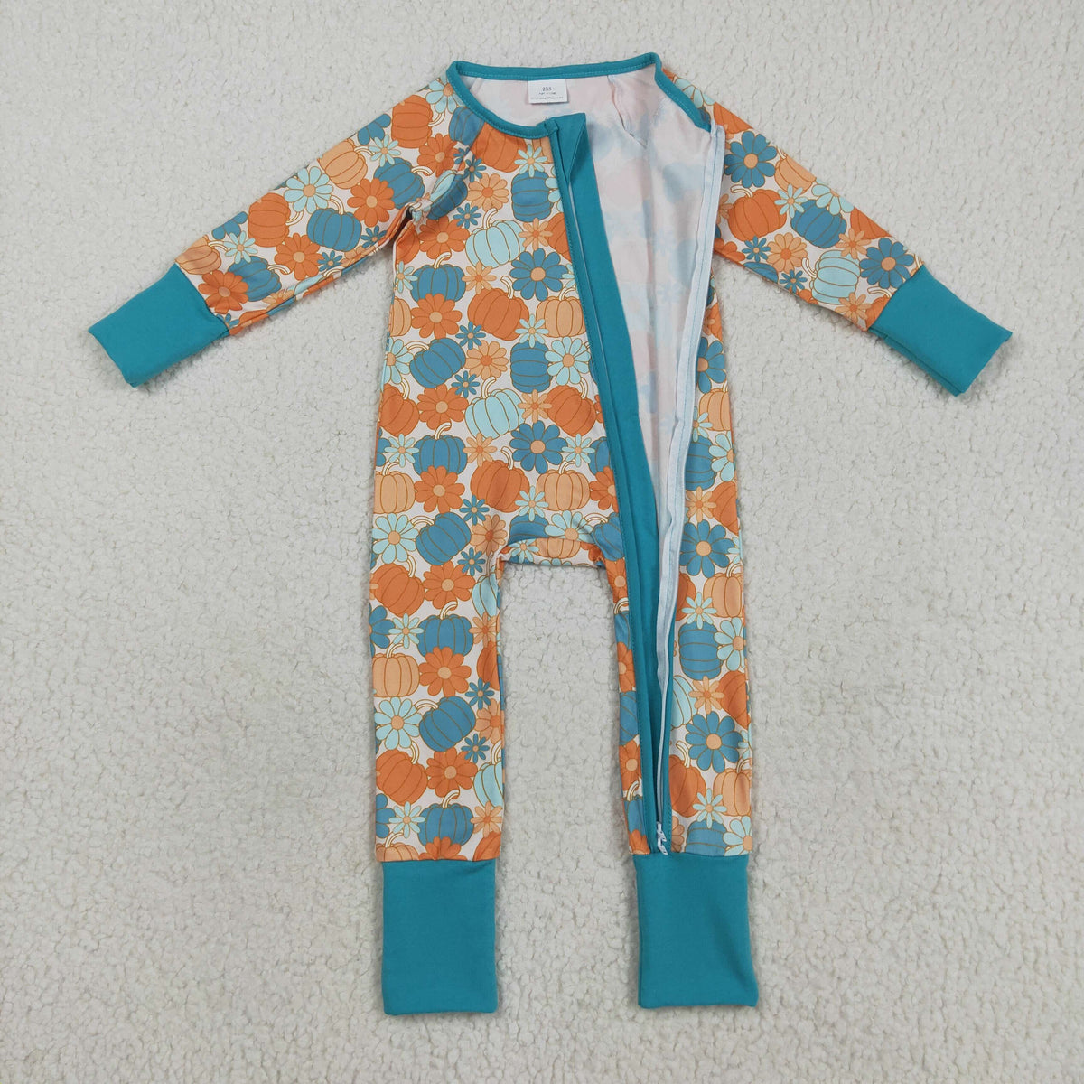 Sibling Baby Boys Girls Kids Fall Pumpkins Two-way Zipper Footie Sleeper Rompers
