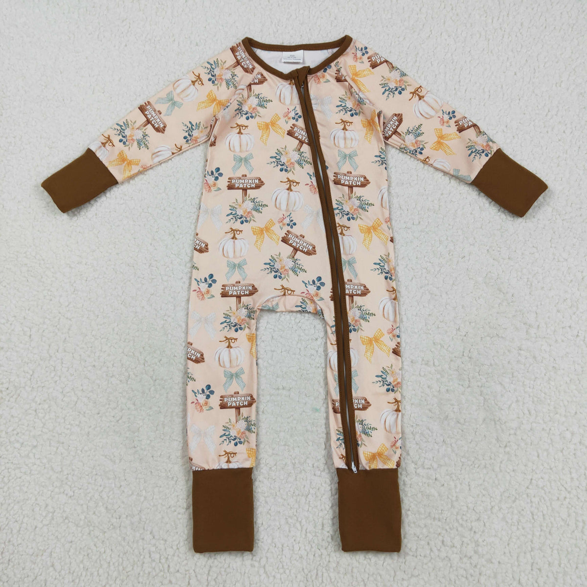 Sibling Baby Boys Girls Kids Fall Pumpkins Two-way Zipper Footie Sleeper Rompers