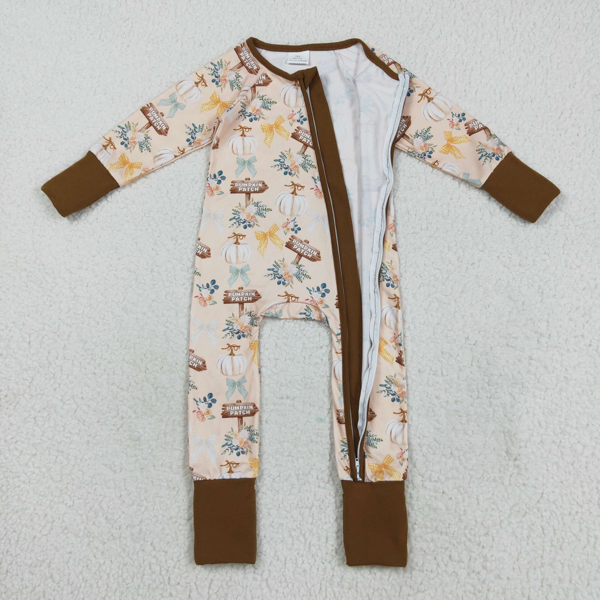 Sibling Baby Boys Girls Kids Fall Pumpkins Two-way Zipper Footie Sleeper Rompers